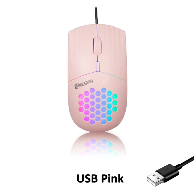 Wired RGB Backlit Honeycomb Shell Gaming Mouse